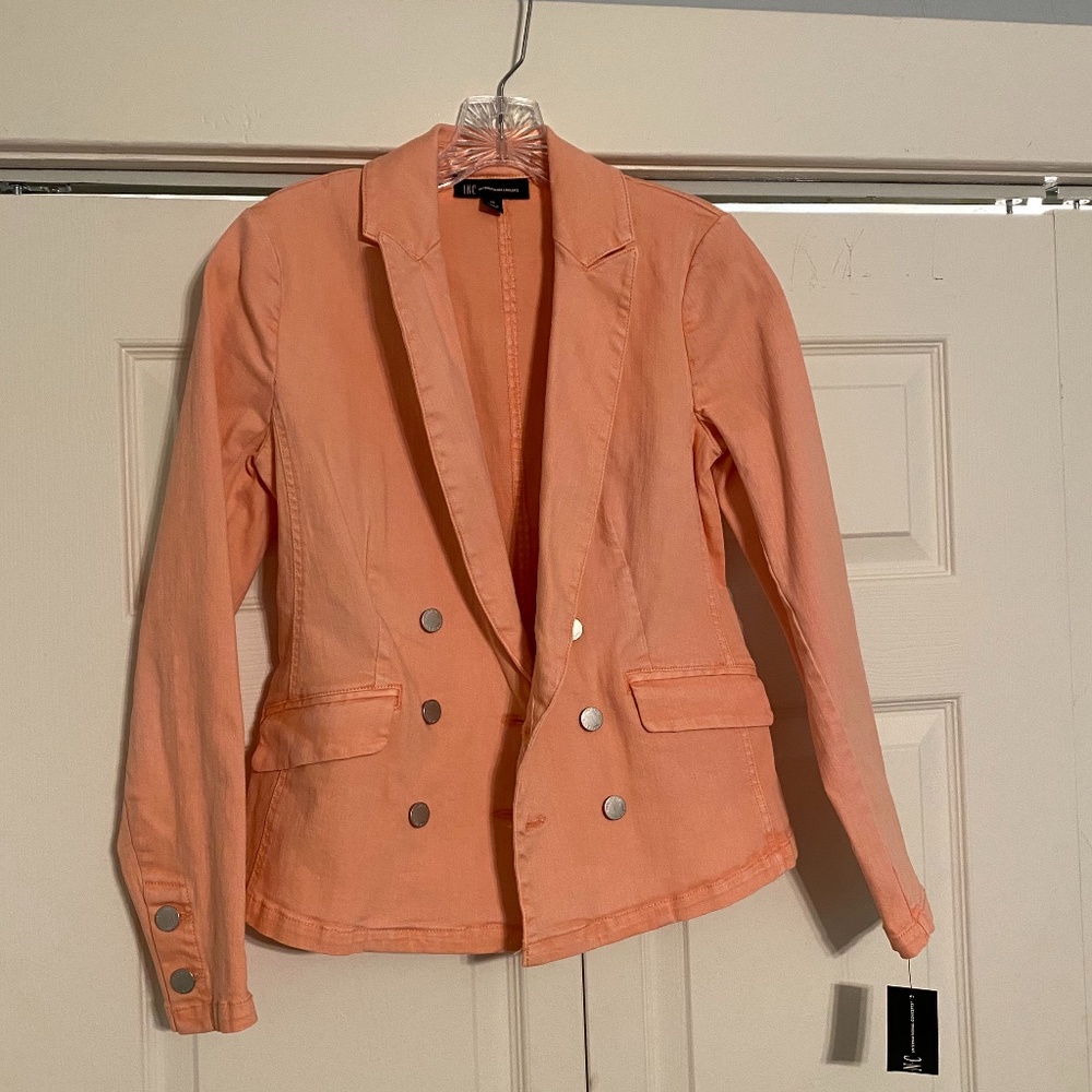 INC Coral Denim Jacket Blazer XS NWT